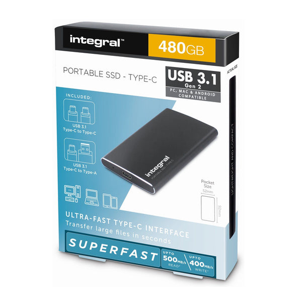 Integral SSD da 480 GB USB 3.1 + TIPO-C PORTATILE Integral SSD da 480 GB USB 3.1 + TIPO-C PORTATILE